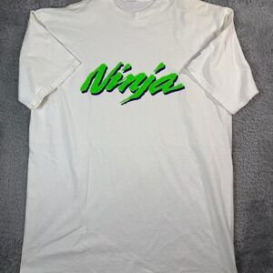 90's White and green Kawasaki Ninja T-shirt